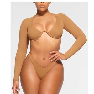 SKIMS Recycled Swim Long Sleeve Underwire Top /‎ Color: Ochre / 2X